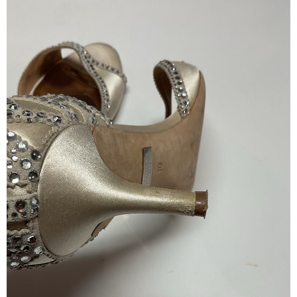 Badgley Mischka Roxy Heels Ivory Size 10 Bridal Prom Shoes - Picture 9 of 11
